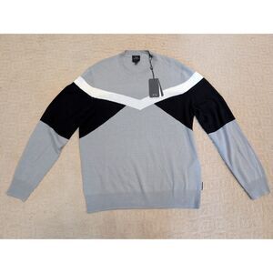 NWT Armani Exchange Sweater Women Medium Gray Black White Color Block
